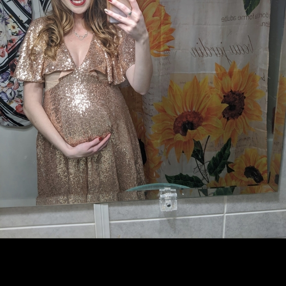 Gold sequin lace size 2 Asos maternity dress - Picture 7 of 7